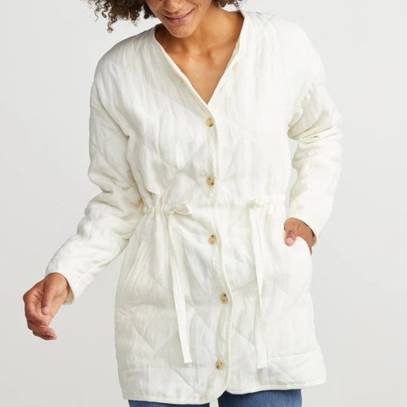 Marine Layer Jackets & Blazers - Marine Layer Tiff Quilted White Linen Jacket X-Large
